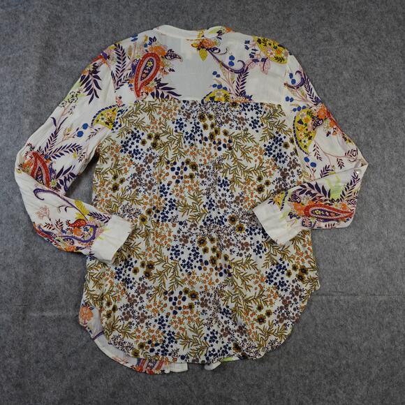 Fig and Flower Top Womens Extra Large Paisley Floral TUnic Long Sleeve Button Up - Picture 5 of 9